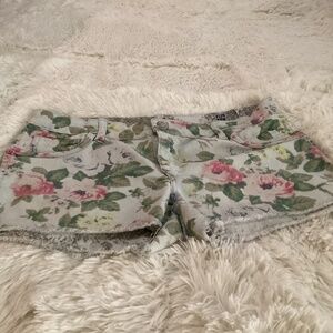 Flip Side Women Floral Design Shorts, Size 12/13, Color White Multi Color Preown